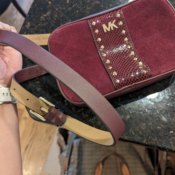 Michael Kors Burgundy Studded FANNY Bag - Picture 3 of 4